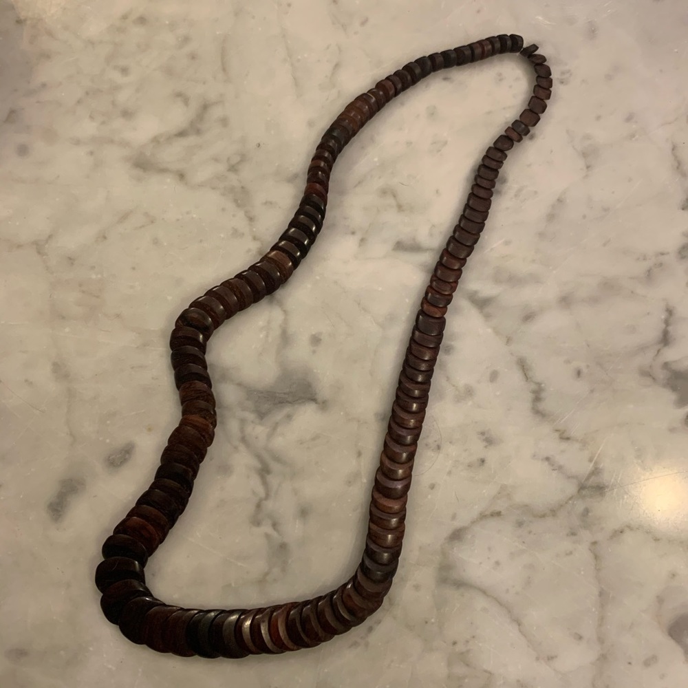 Vintage African Long Wooden Necklace